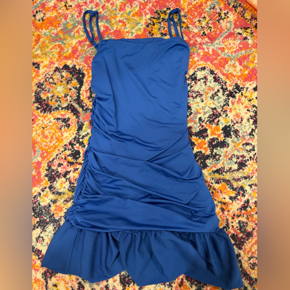 Elegant Blue Ruched Dress